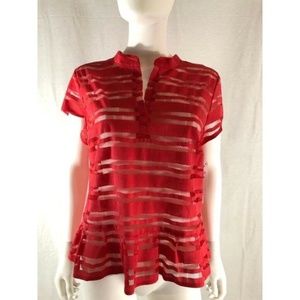 NWT Weston Women's Blouse Red Transparent L